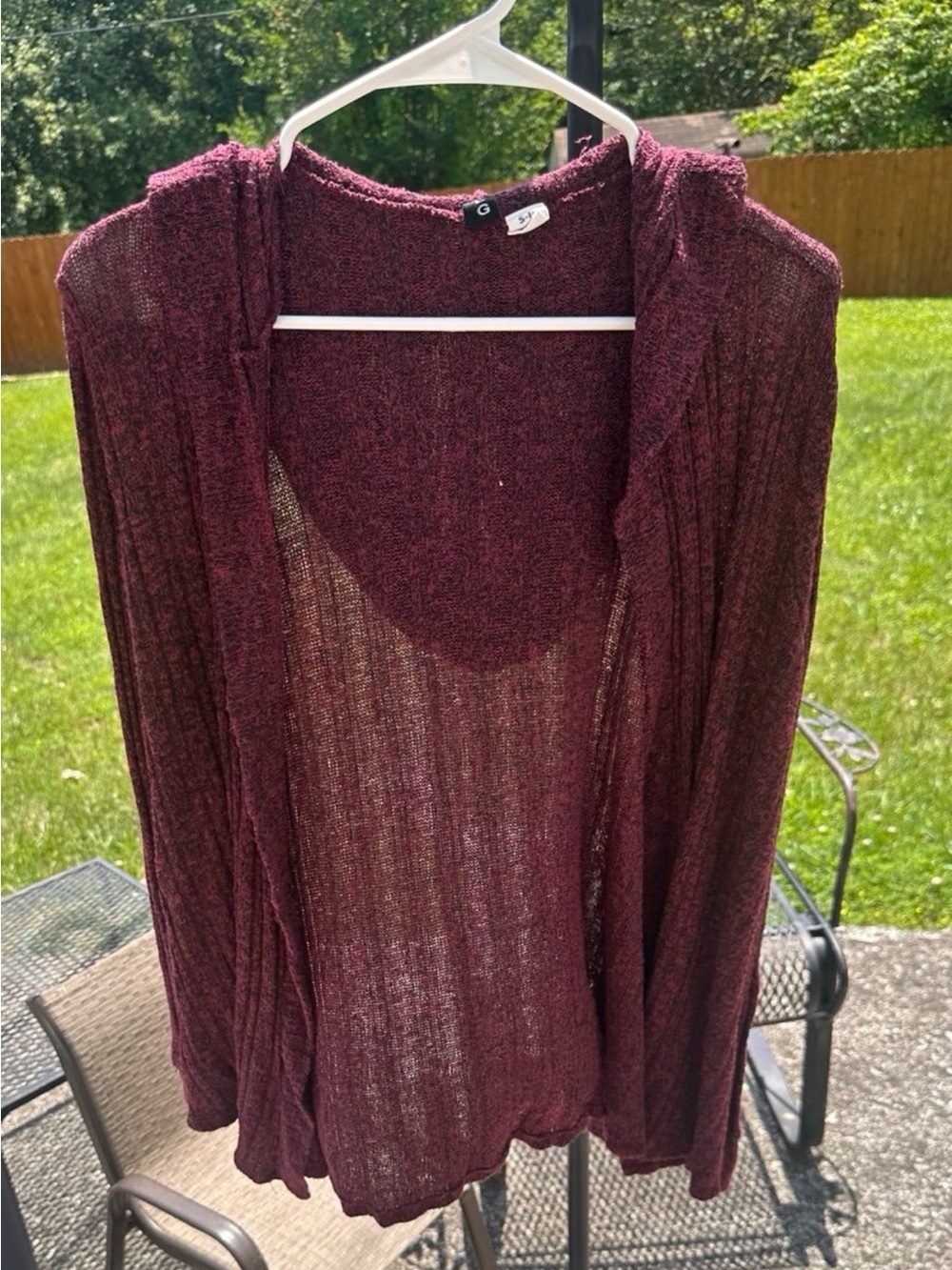 BDG Burgundy Maroon Hooded Cardigan Sweater S